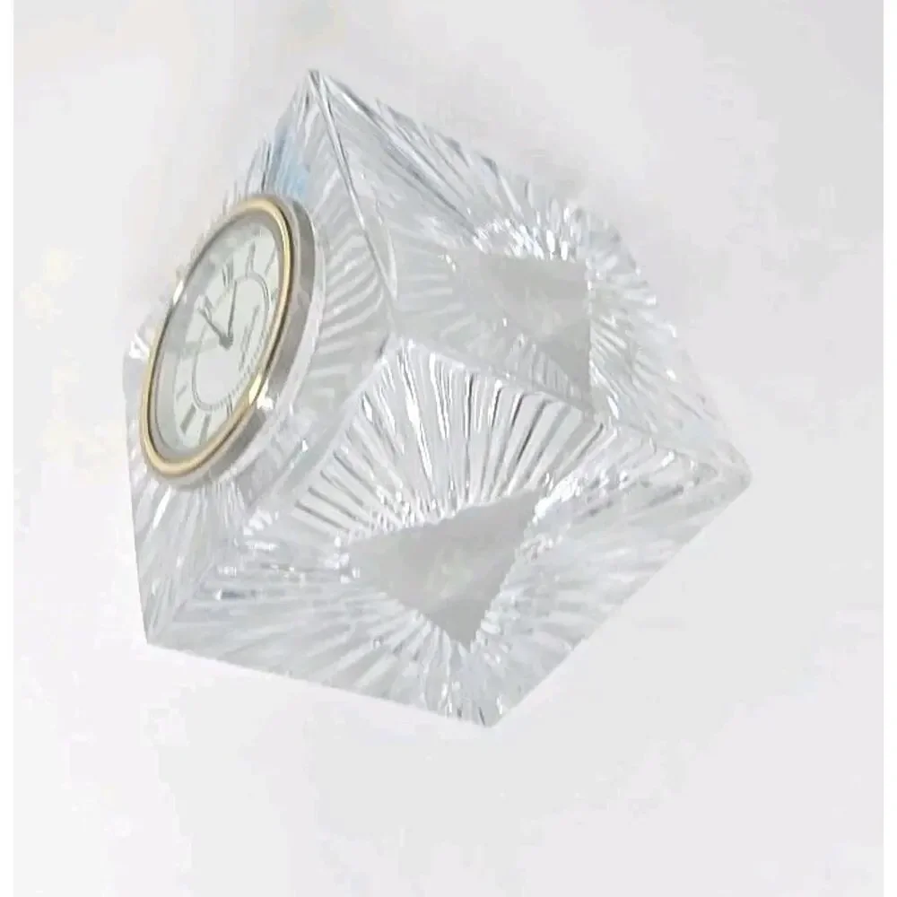 Vintage Waterford Crystal‎ Desk Clock Meridian Cube Works PB205